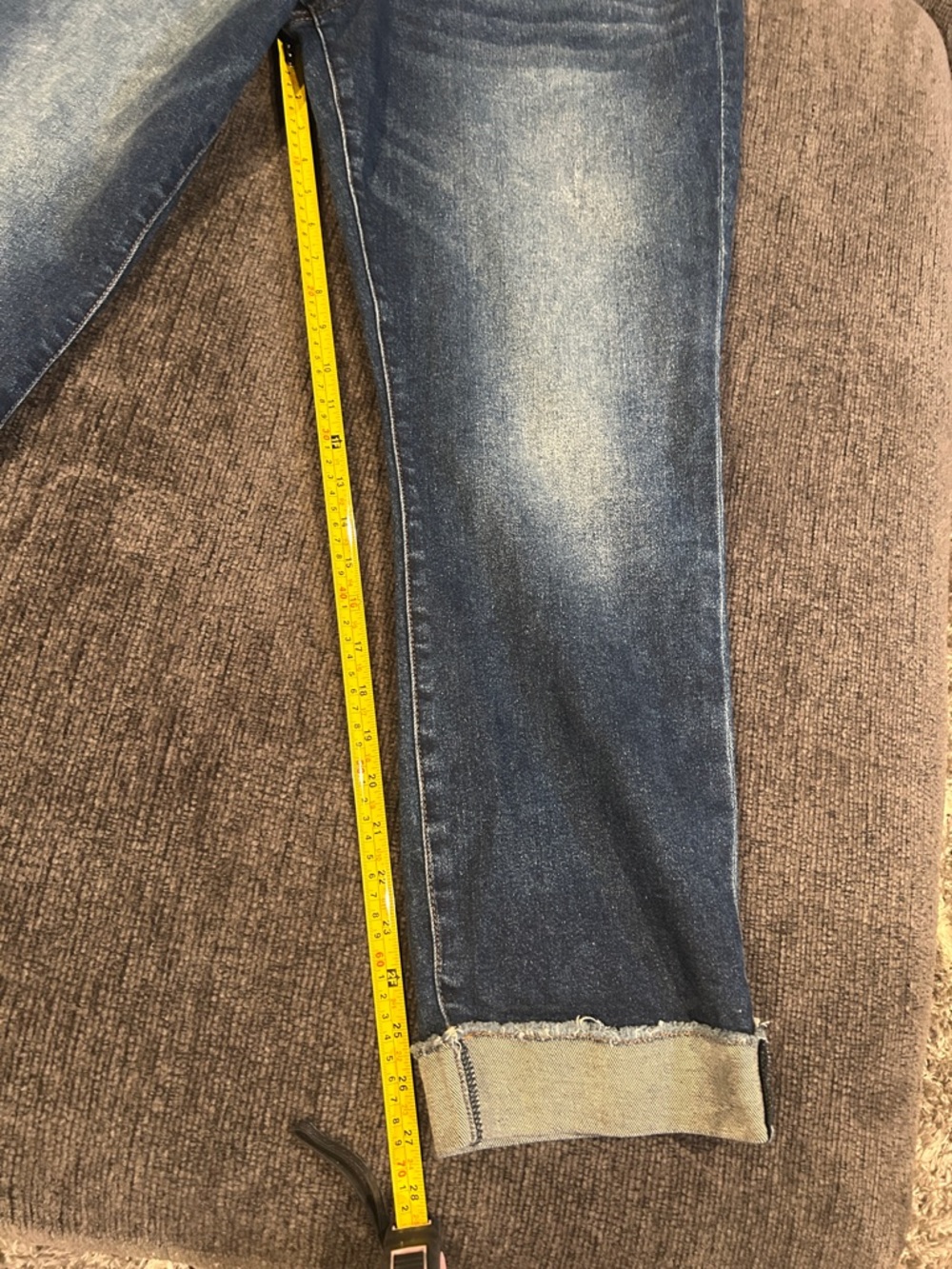 Kut from the Kloth Ankle Straight Leg Jeans - Dark Blue Denim with cuff hem - Picture 5 of 5